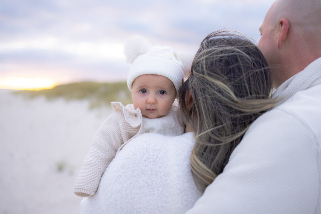 Luxury family beach photography session during golden hour in Central Florida