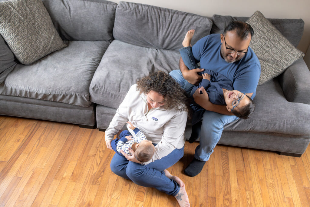 Lifestyle family portraits captured in a cozy Central Florida home