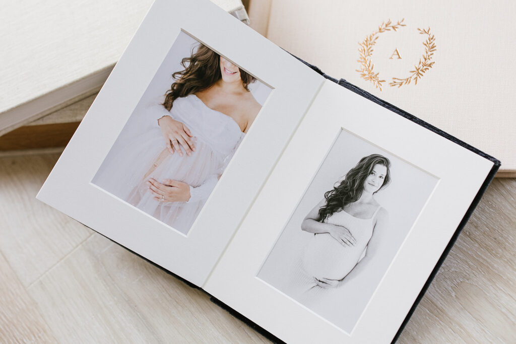 Heirloom album showcasing family photography session in Central Florida